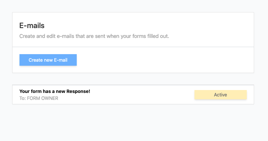 Emails Screen on Form Builder